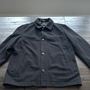 EUC Men's Hugo Boss Cashmere Wool Black Trench Jacket XL